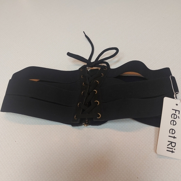 Cute elasticized lace up and zipper belt - Picture 2 of 3